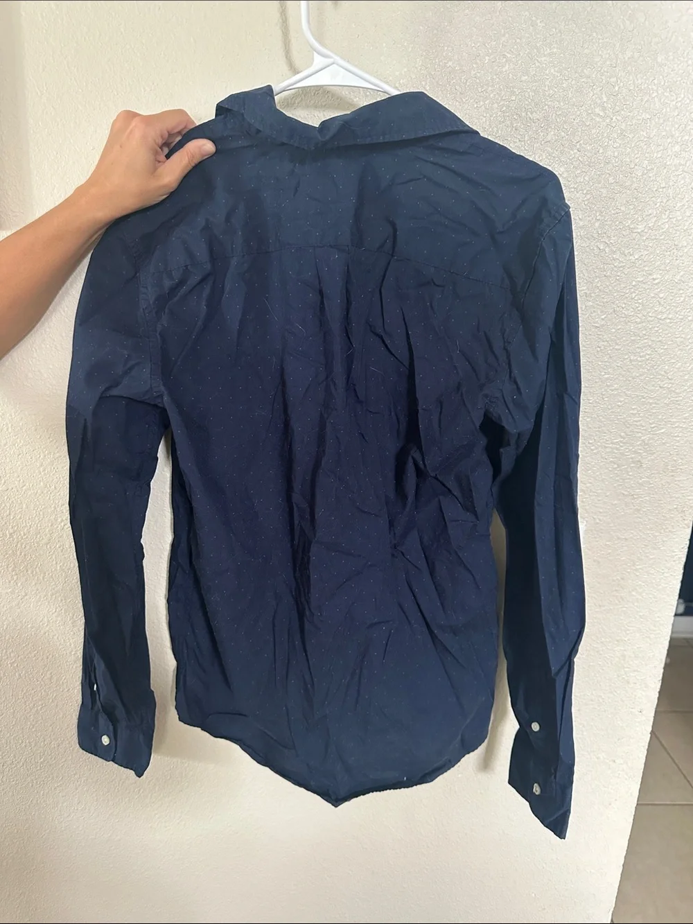 GAP Navy Shirt with Tiny Teal Dot Pattern